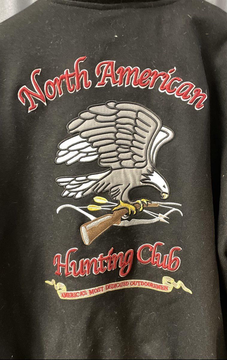 North American Hunting Club Men's Black Wool Leather Varsity Jacket Eagle XXL
