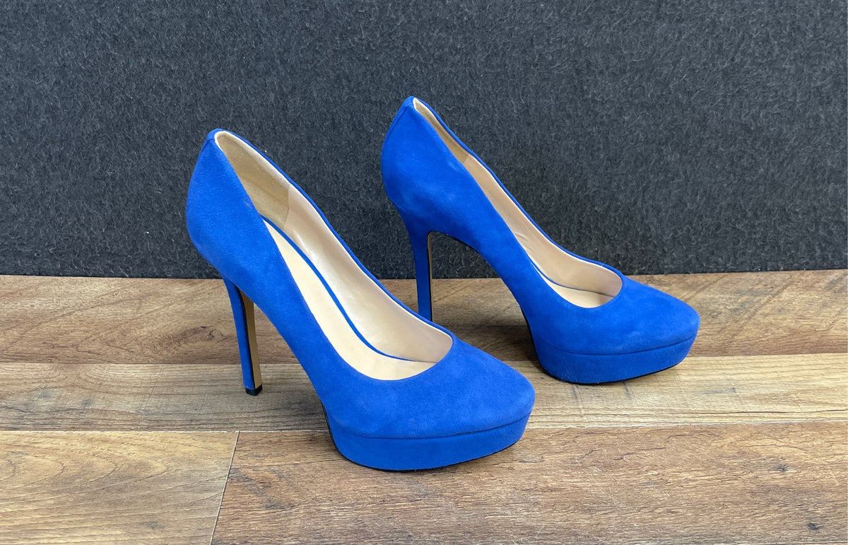 Nine West Antonia Royal Blue Suede Platform Pump Heels Women's Size 8M