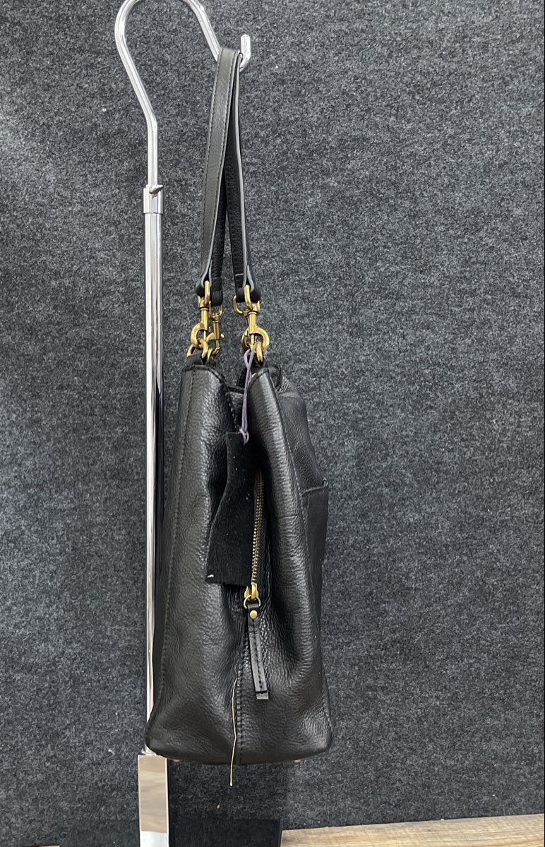 American Leather Co. Black Pebbled Leather Shoulder Bag Gold Hardware