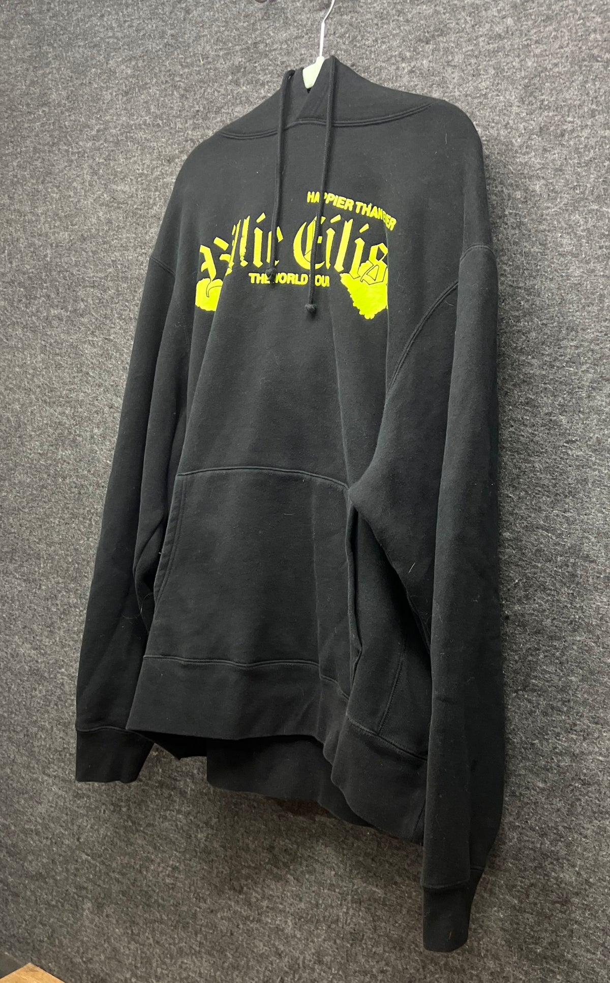 Billie Eilish Happier Than Ever World Tour 2022 Hoodie Black Neon Yellow Sz XL