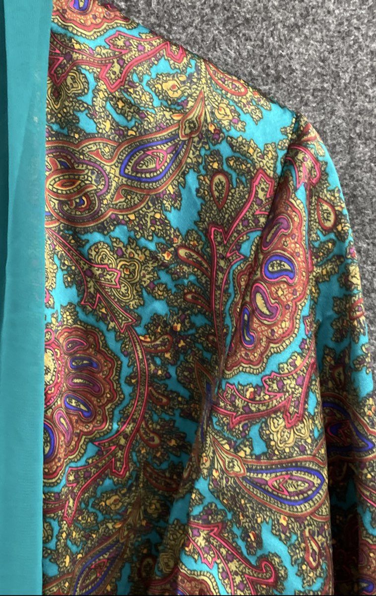 Vintage 90s Victoria's Secret Women's Teal Paisley Full Length Wrap Robe Sz L