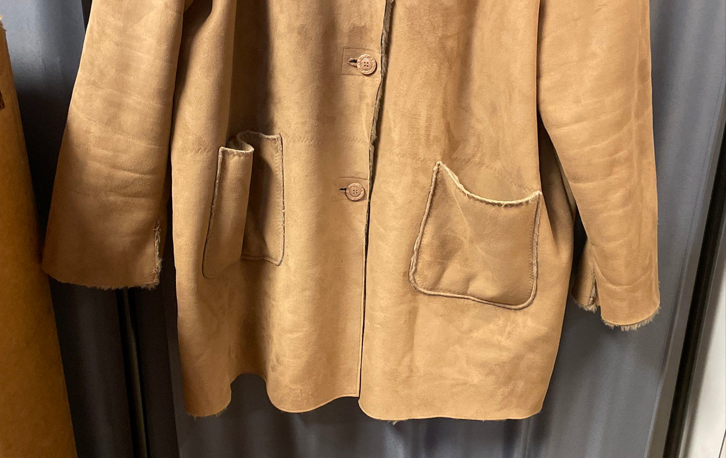 FUDA New York Women's Tan Camel Faux Shearling Suede Jacket Plush Lined Sz XXL