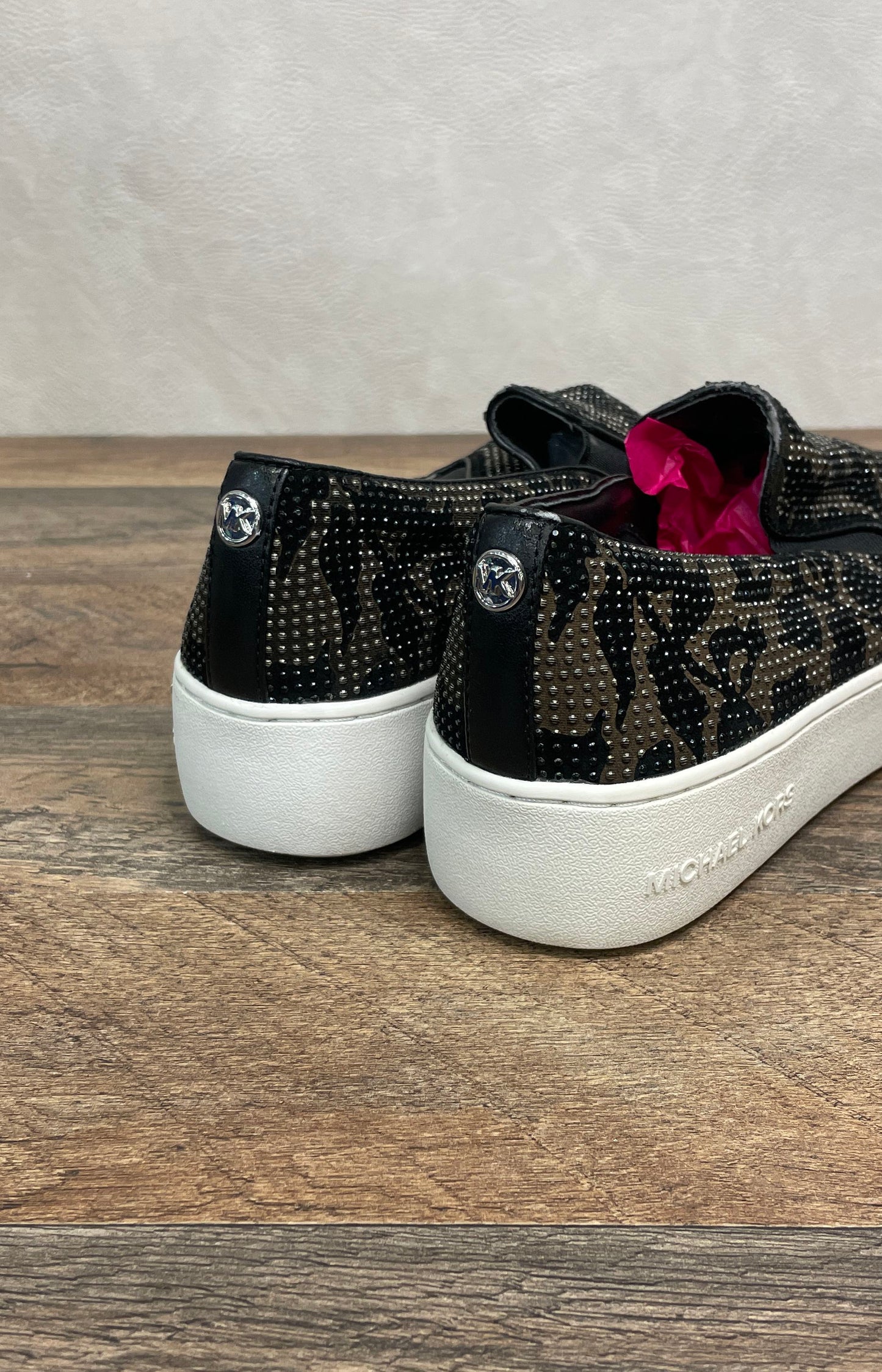Michael Kors Crystal Camo Rhinestone Platform Slip-On Sneakers Women's Size 8.5