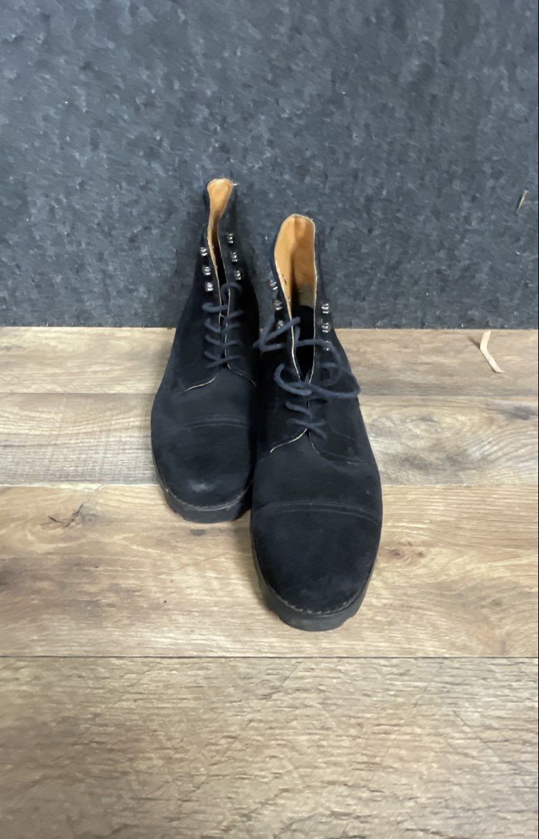 Ralph Lauren Black Suede Cap Toe Combat Lace-Up Boots Women's Size 6B