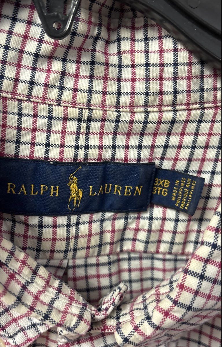 Ralph Lauren Men's Plaid Button Down Shirt White Red Blue Long Sleeve Sz 3XB