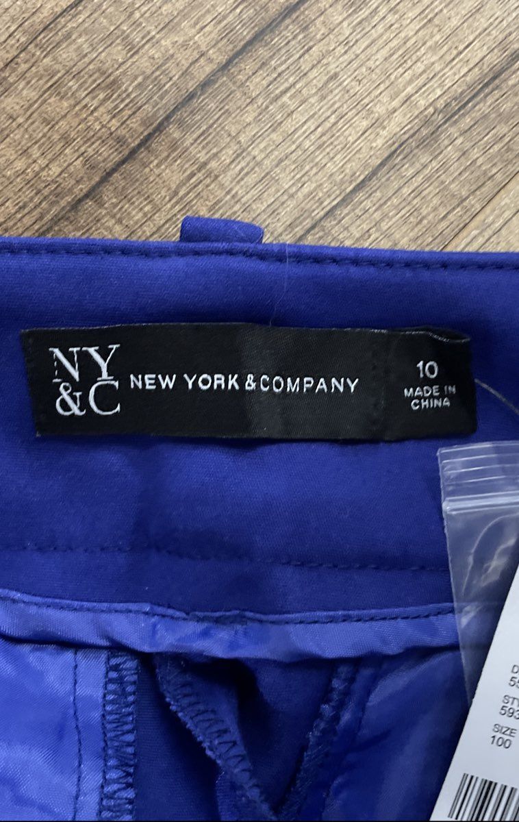 New York & Company Women's Royal Blue Wide Leg Cotton Blend Pants Sz 10 NWT