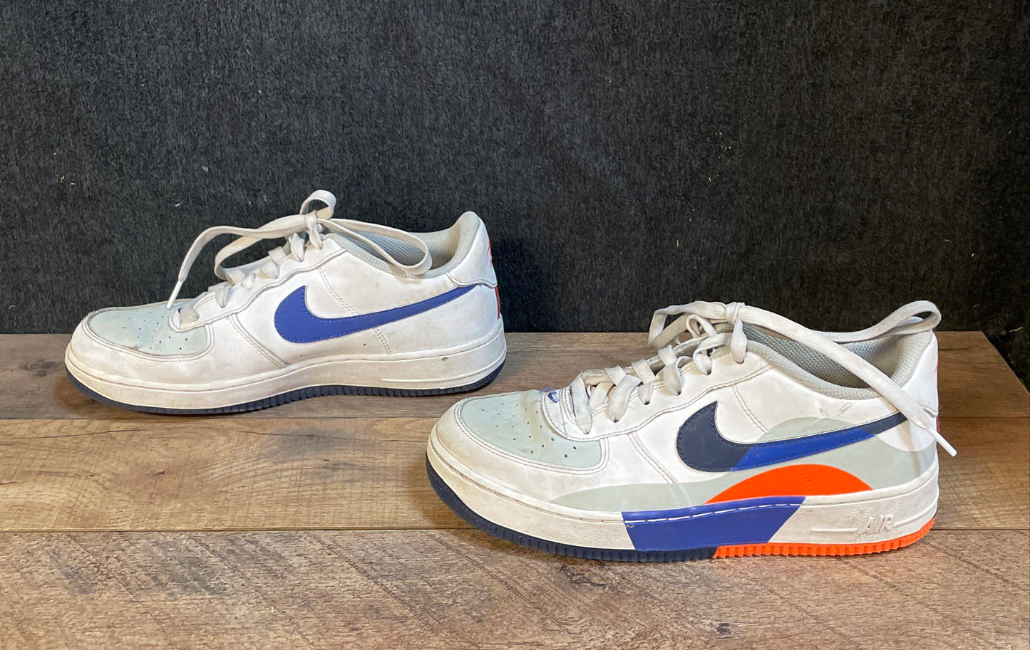 Nike Air Force 1 Low White Blue Orange Youth Sneakers FN4730-001 Size 6.5Y