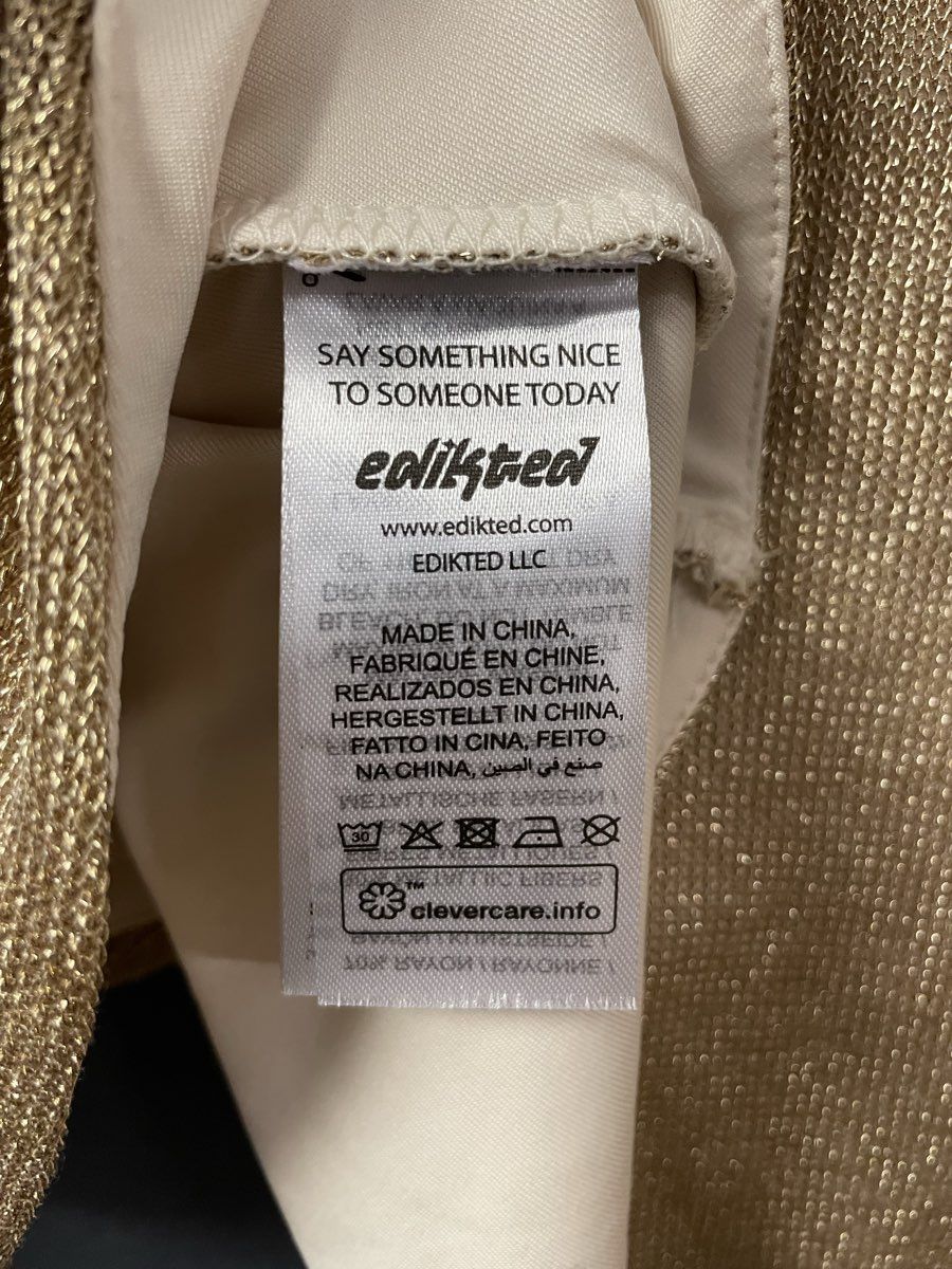 Edikted Women's Gold Metallic Mesh Mini Skirt Tie Front NWT Size S