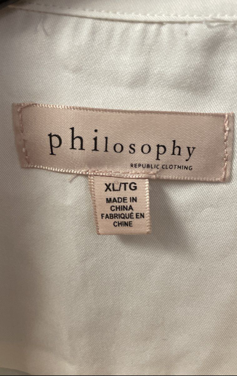 Philosophy Women's White Viscose Blend Split Neck Blouse Shirt Sz XL