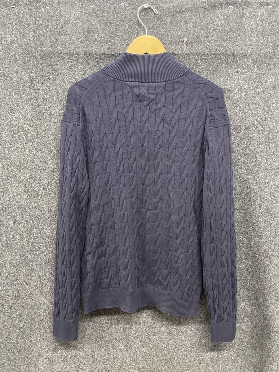Tommy Hilfiger Men's Quarter Zip Cable Knit Pullover Sweater Gray Sz XXL