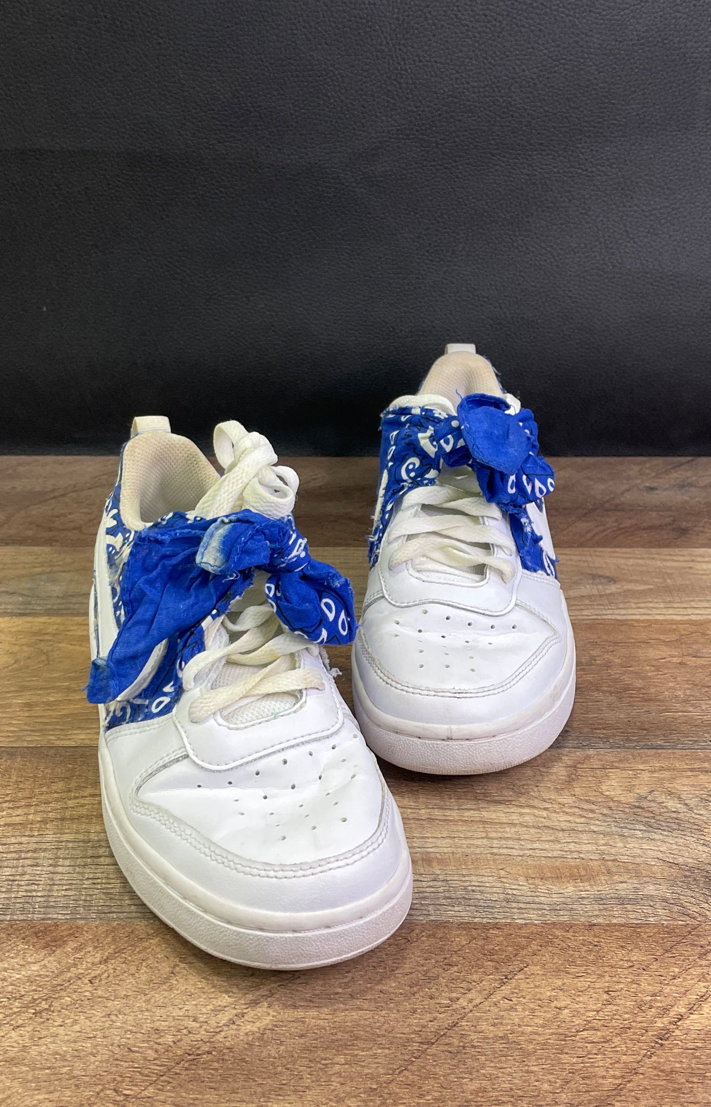 Nike Court Borough Low 2 Custom Blue Bandana Paisley Sneakers Youth Size 6Y