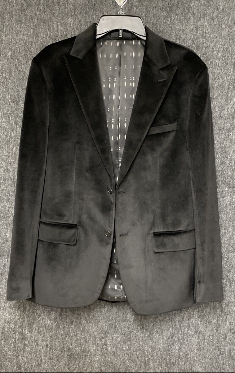 Calvin Klein Men's Blazer Black X Slim Fit Faux Suede Sz 40R