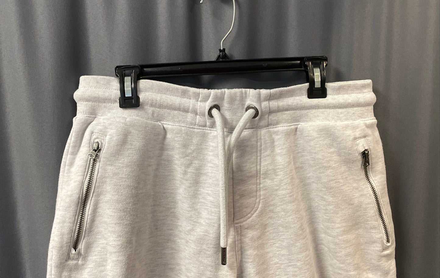 Superdry Men's Gray Marl Sweat Shorts Drawstring Zipper Pockets Size XL