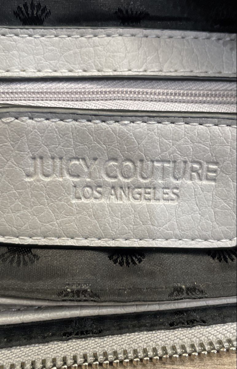 Juicy Couture Grey Pebbled Leather Crossbody Bag Silver Tone Chain Hardware