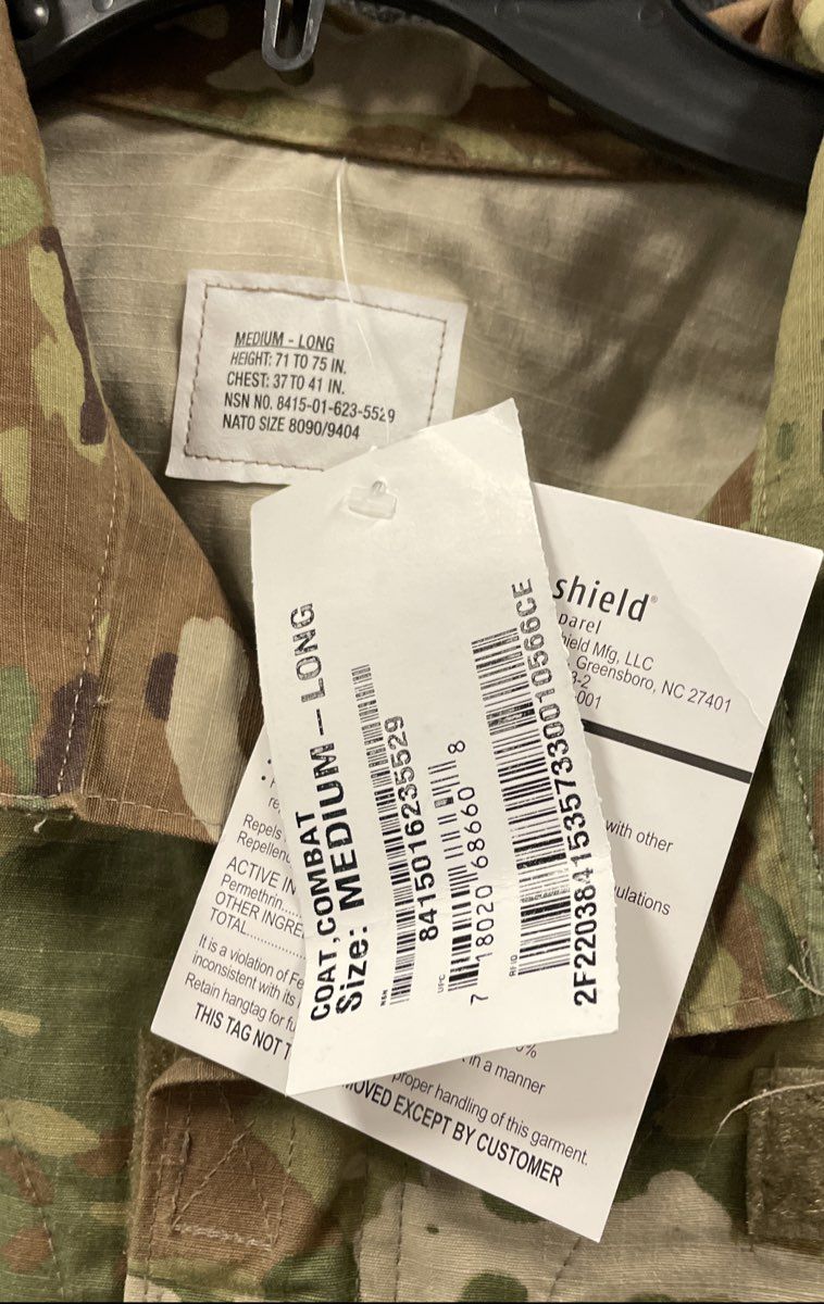Insect Shield Men's ACU Combat Coat OCP Multicam Camo Permethrin NWT Sz M-L