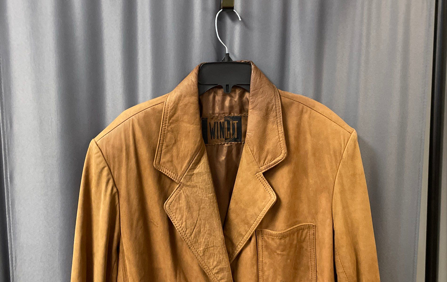 Vintage 90s Winlit Men's Brown Suede Leather Blazer Coat Patch Pockets Size L