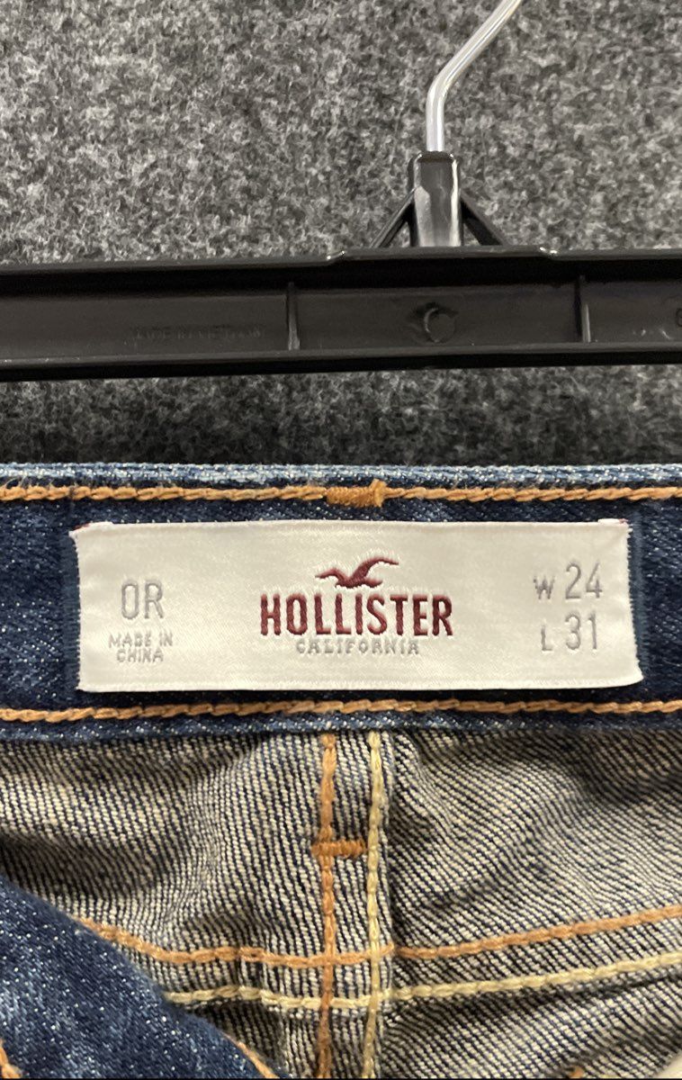 Hollister Women's Blue Distressed Ripped Jeans 100% Cotton Sz 0R W24 L31 NWT