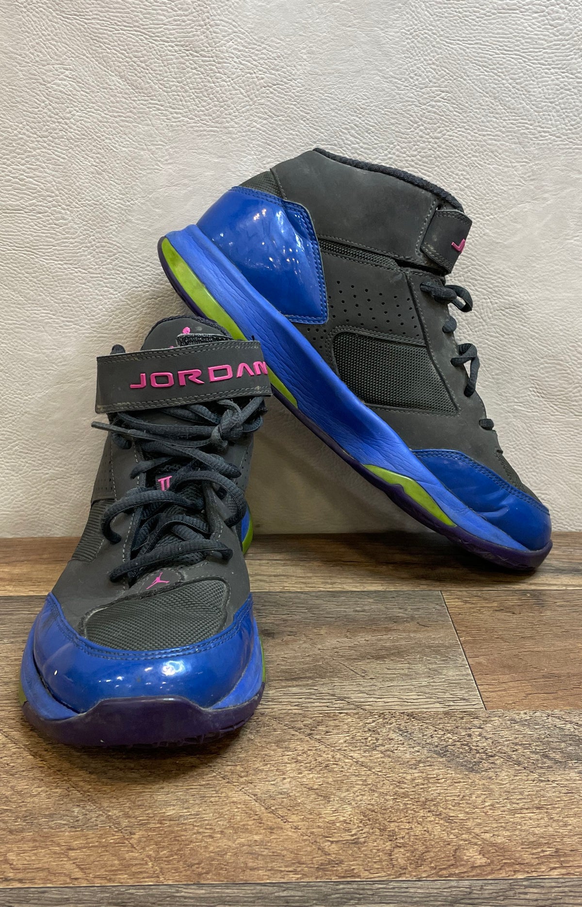 Nike Jordan Flight 45 High Grey Blue Pink Green Basketball Shoes Size 8