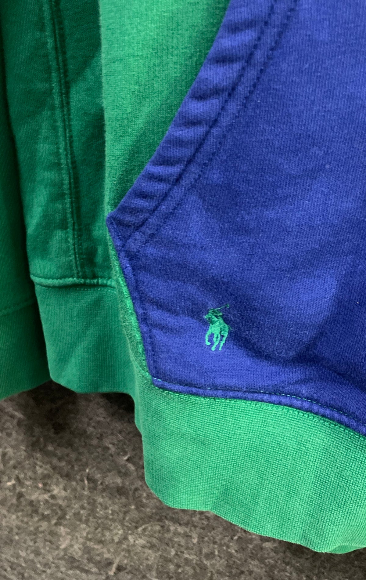 Polo Ralph Lauren Boys Green Blue Script Logo Full Zip Hoodie Sz XL 18-20
