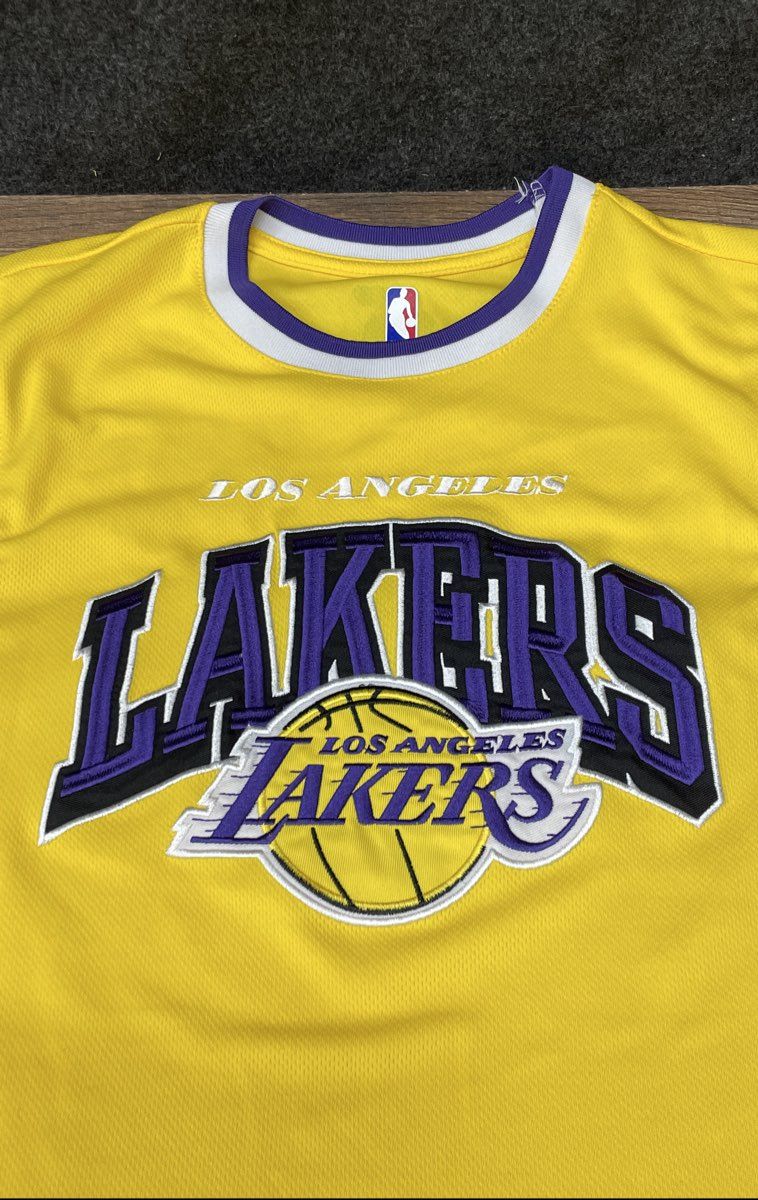 Unk Men's Los Angeles Lakers Basketball Jersey Yellow Embroidered Logo Size M
