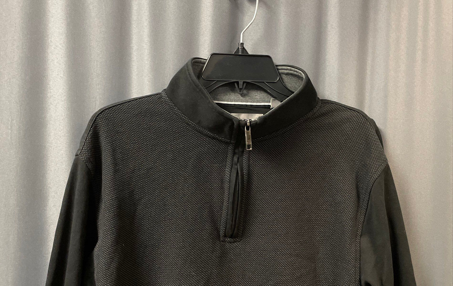 Ted Baker Men's Black 1/4 Zip Pullover Textured Front Mock Neck Sweater Sz L