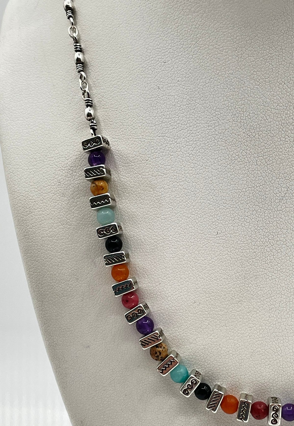 Brighton Silver Tone Multicolor Confetti Bead Necklace 22.9g
