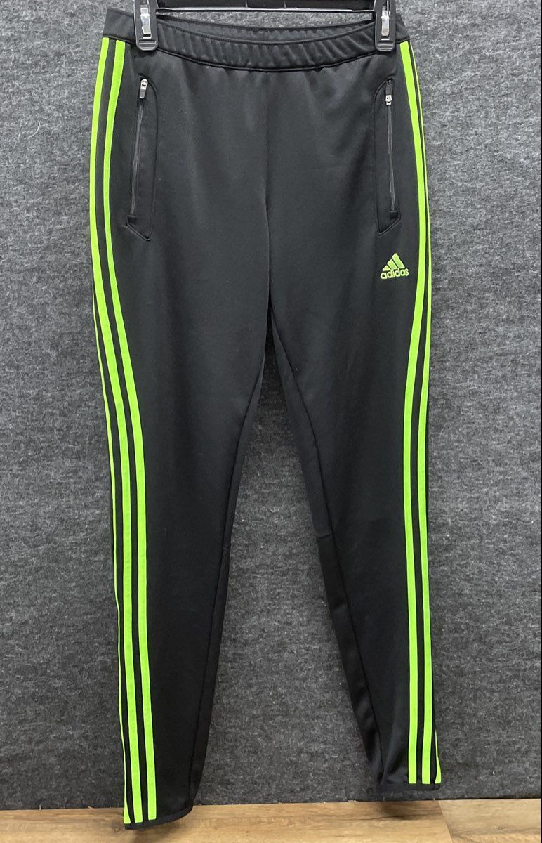 Adidas Women's Black Neon Green Climacool 3-Stripes Training Sweatpants Sz S