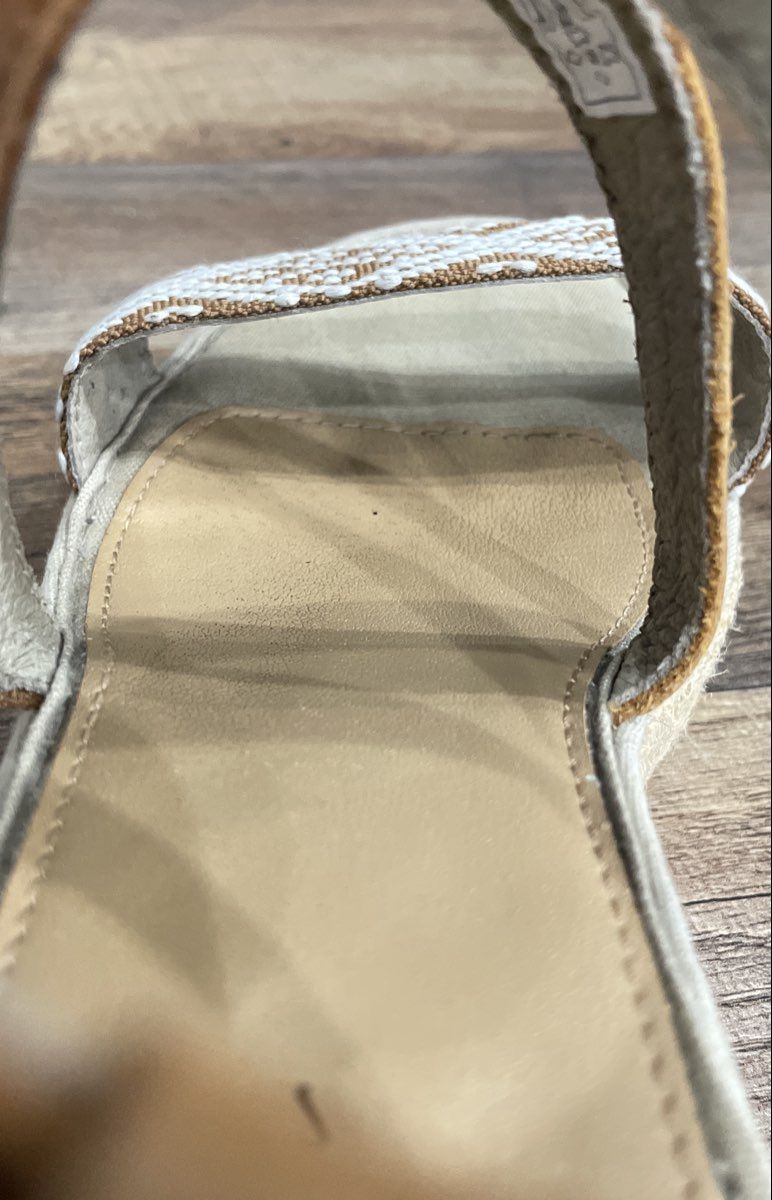 Eddie Bauer Tan Brown Woven Espadrille Wedge Sandals Women's Size 9