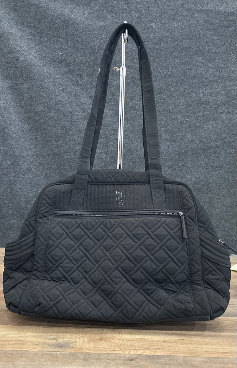 Vera Bradley Black Quilted Large Tote Shoulder Bag Travel Pockets
