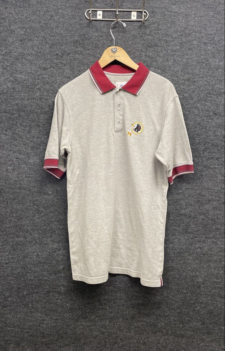 NFL Football Washington Redskins Polo Shirt Short Sleeve Grey Mens Size Medium