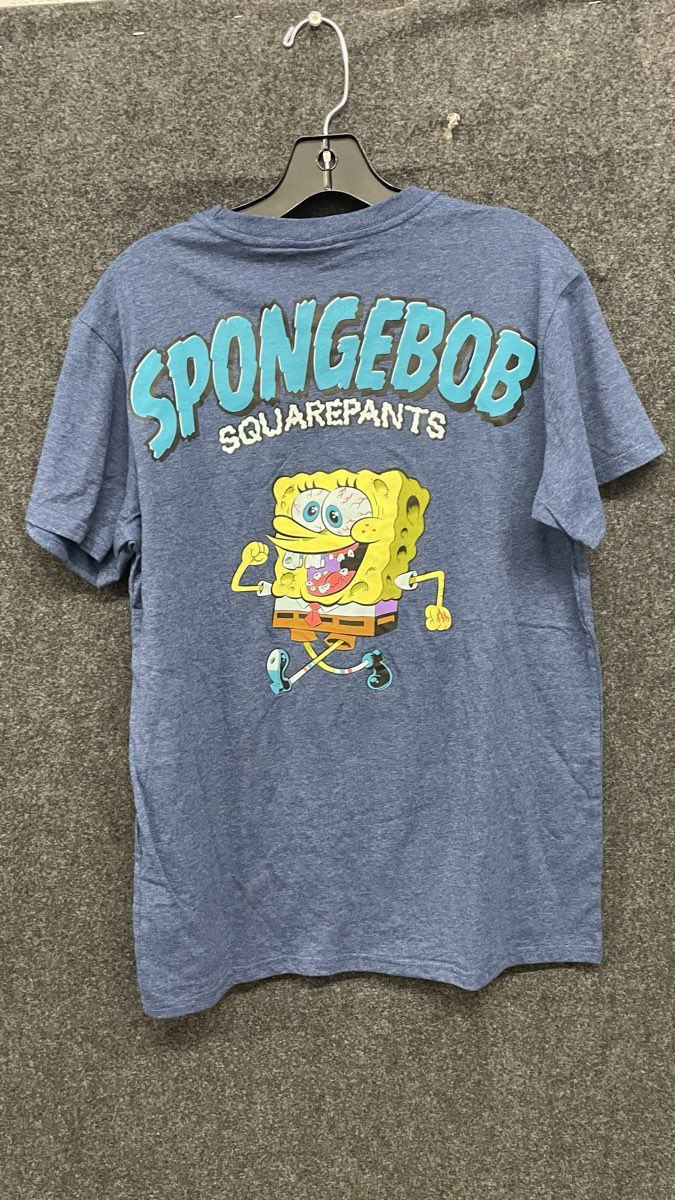 Nickelodeon Men's SpongeBob SquarePants Blue Heather Graphic T-Shirt Sz L