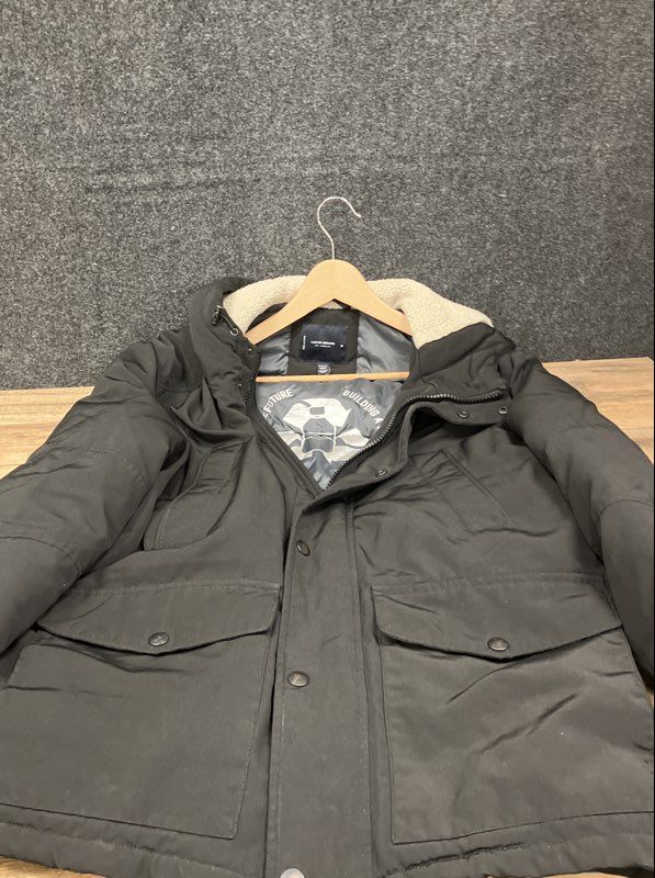 Lucky Brand Men's Black Hooded Sustainable Parka Sherpa Lined K70081 Sz M
