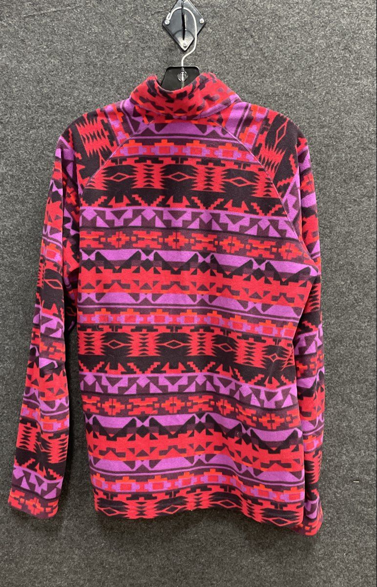 Eddie Bauer Women's Full Zip Fleece Jacket Aztec Geometric Tribal Print Sz TXL