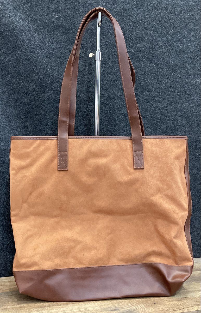 Unbranded Brown Fabric and Leather Large Tote Shoulder Bag