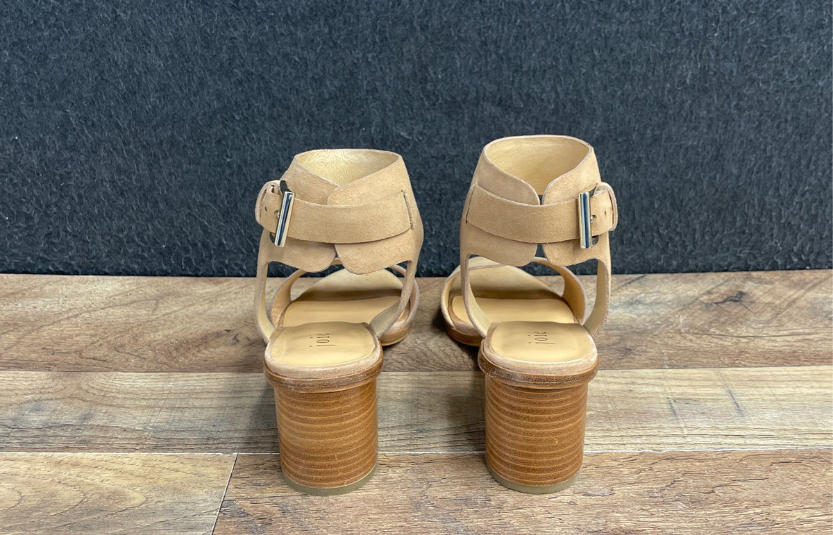 Joie Tan Suede Ankle Strap Block Heel Sandals Women's Size 38.5
