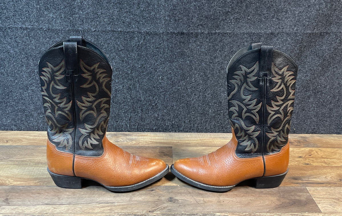 Ariat Men's Heritage Western R-Toe Black & Tan Leather Cowboy Boots Size 9D