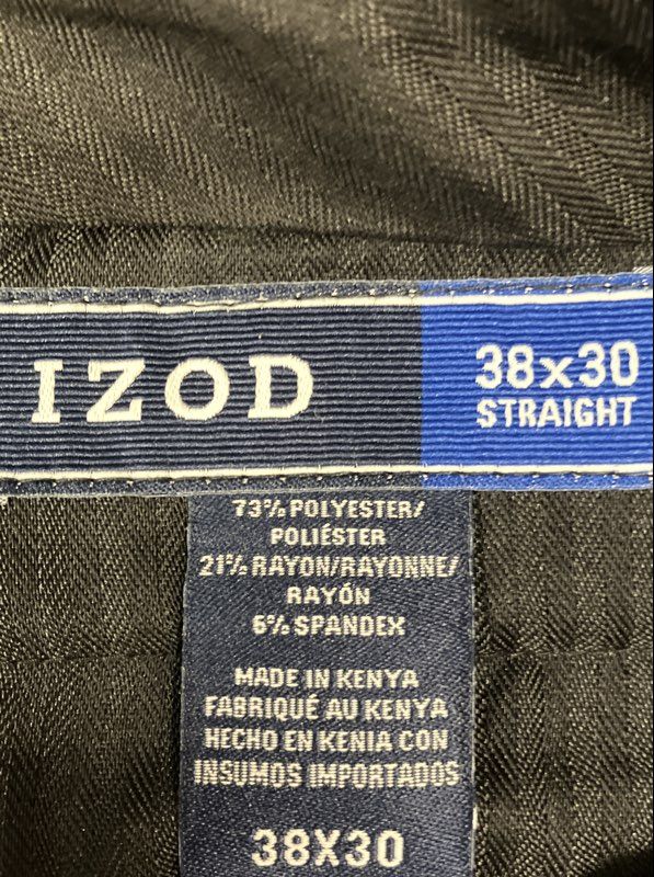 IZOD Men's Charcoal Performance Stretch Dress Pants Straight Fit Sz 38x30 NWT