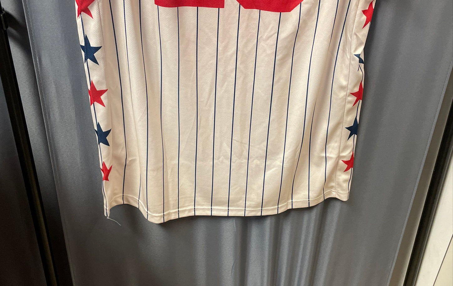Nats Men's Washington Nationals Basketball Jersey Cream Pinstripe Stars Sz 2XL