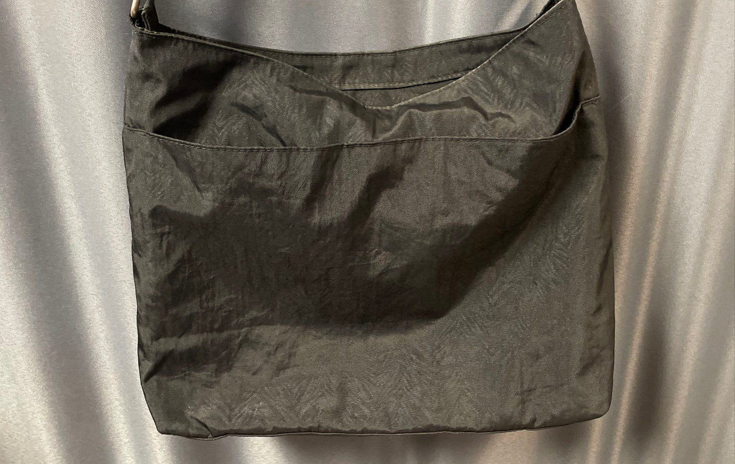 Baggallini Black Patterned Nylon Shoulder Crossbody Bag Medium Silver Hardware