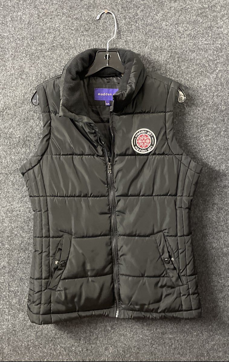Madden Girl Women's Puffer Vest Black Full Zip Quilted Mock Neck Size S