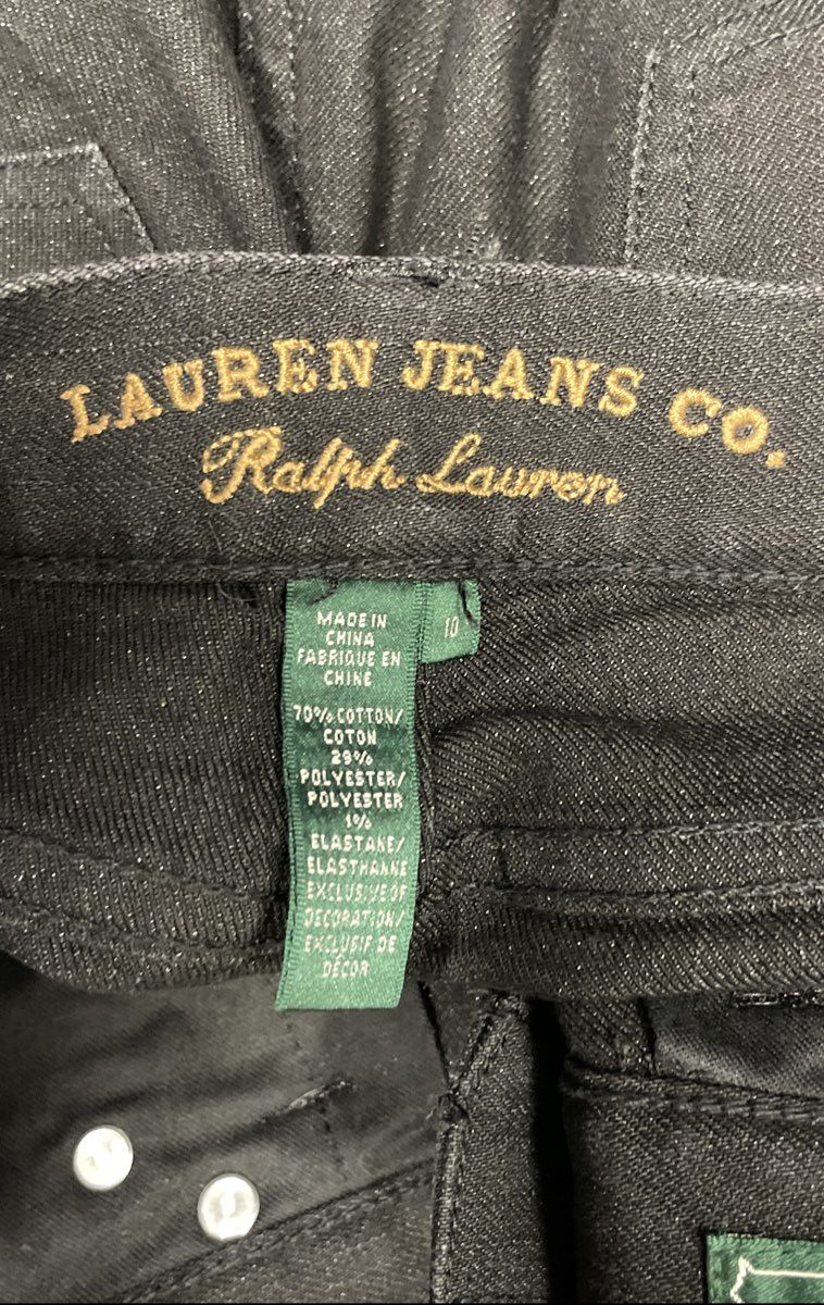 Lauren Ralph Lauren Women's Modern Slim Black Jeans Beaded Back Pocket Sz 10