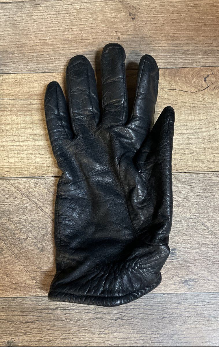 Vintage Fownes Men's Black Leather 3-Point Lined Dress Gloves Sz L