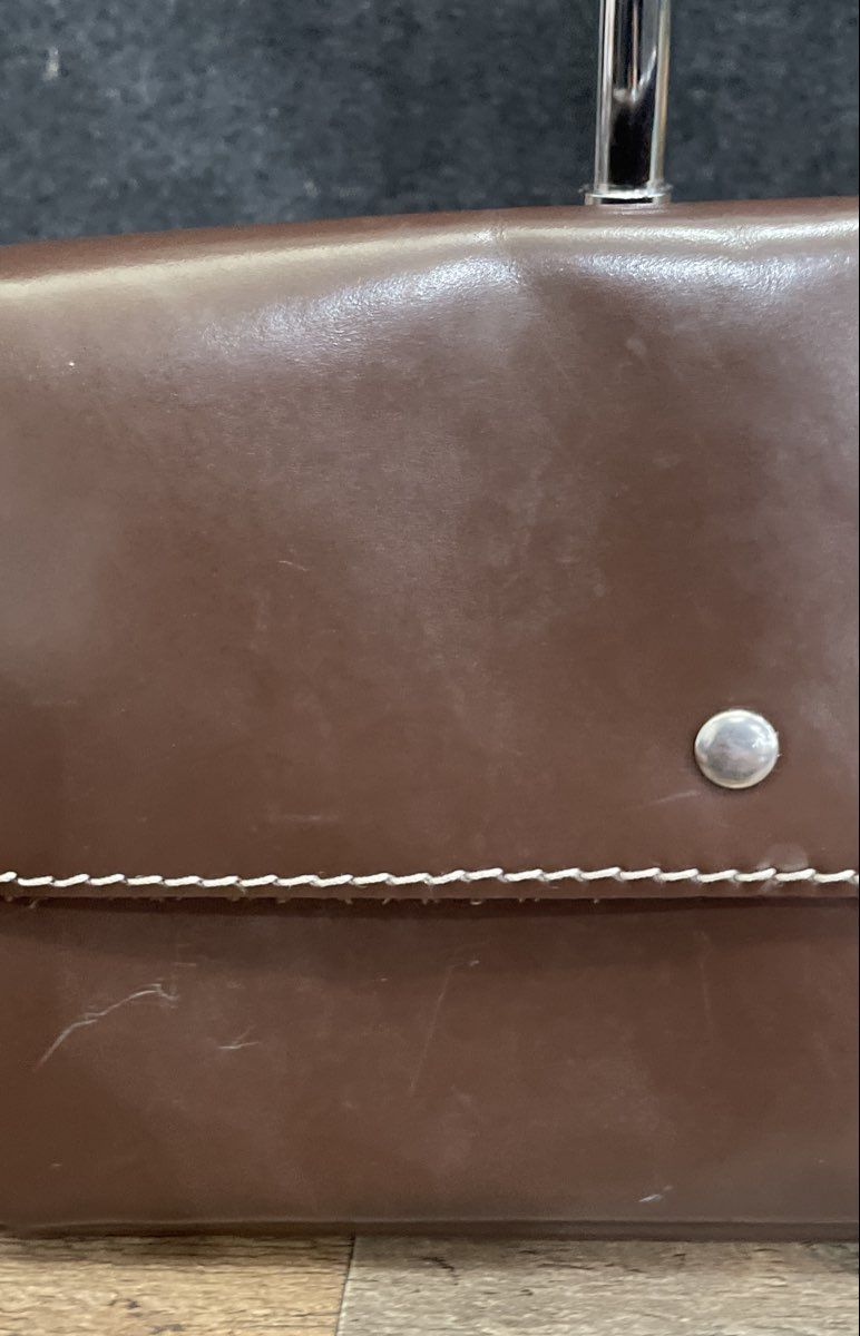 Vintage Brown Leather Crossbody Bag S Monogram White Contrast Stitching
