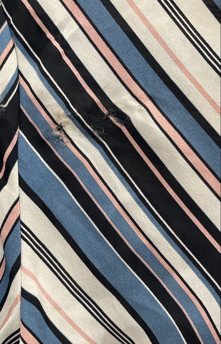 W5 Women's Blouse Blue White Pink Black Striped Wrap Front 3/4 Sleeve XL