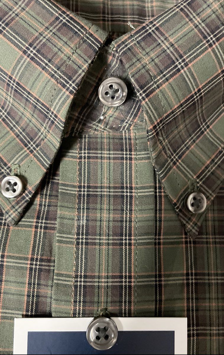 Club Room Men's NWT Performance Plaid Dress Shirt Green Sz 16.5 34/35