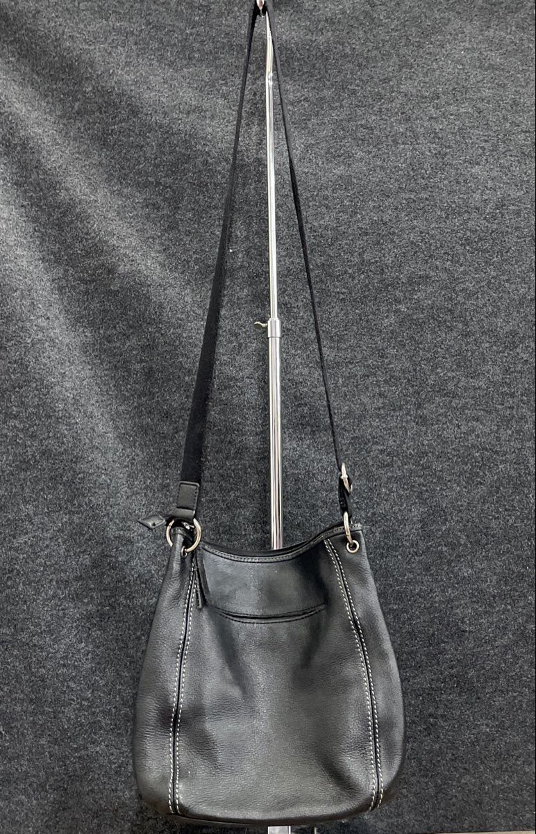 The Sak Black Leather Contrast Stitch Crossbody Bag Small Silver Hardware