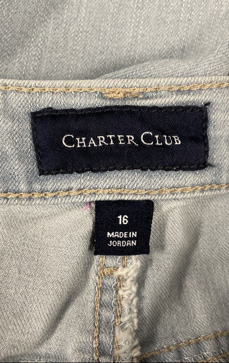 Charter Club Women's Lexington Straight Light Blue Wash Jeans Size 16