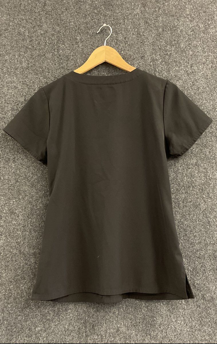 Skechers Women's Black Mock Wrap Scrub Top V-Neck Stretch Sz S