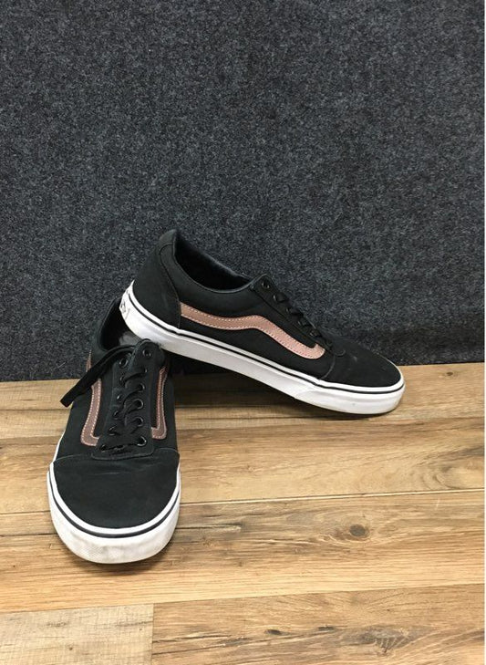Vans Ward Low Top Black Rose Gold Metallic Skate Sneakers Womens Size 10