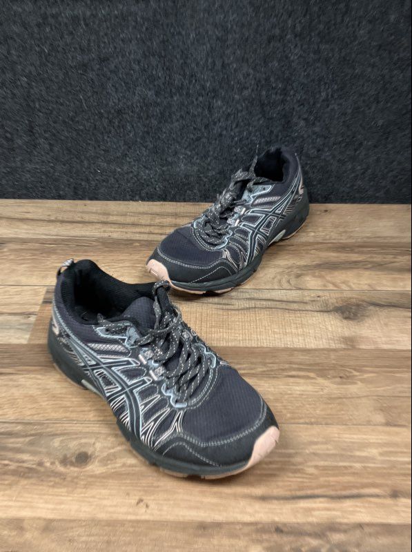 ASICS Gel-Venture 7 Black Pink Grey Women's Running Shoes Size 8